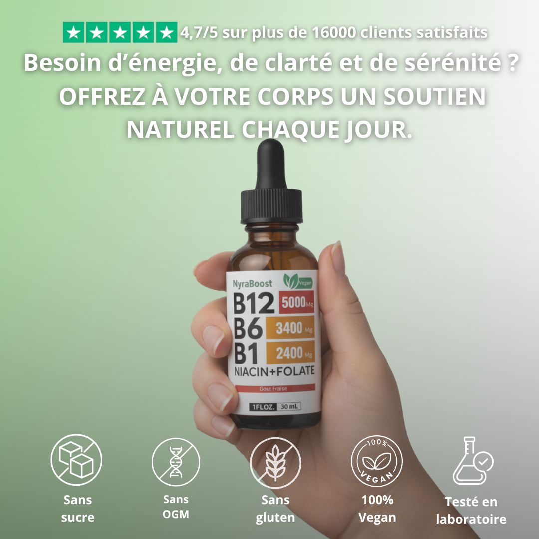 NyraBoost Vitamine B Liquides – Saveur Framboise