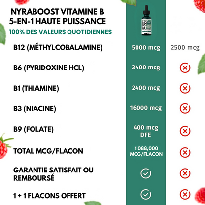 NyraBoost Vitamine B Liquides – Saveur Framboise