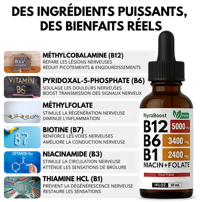 NyraBoost Vitamine B Liquides – Saveur Framboise
